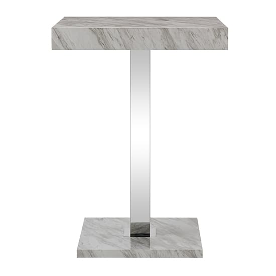Topeka High Gloss Bar Table Square In Magnesia Marble Effect