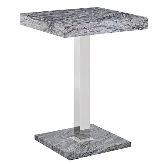 Topeka High Gloss Bar Table Square In Melange Marble Effect
