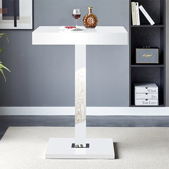 Topeka High Gloss Bar Table Square In White