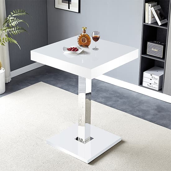 Topeka High Gloss Bar Table Square In White