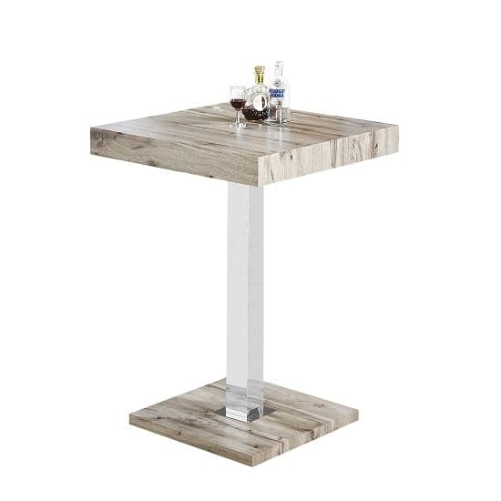 Topeka Square Wooden Bar Table In Grey Oak Effect