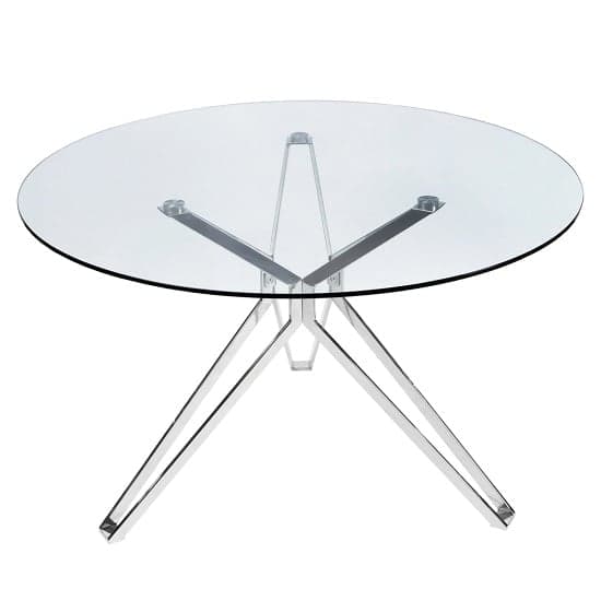 Toronto Glass Dining Table Round In Clear With Chrome Legs