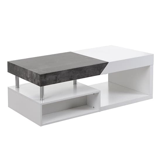 Tulsa Wooden Storage Coffee Table In White And Concrete Effect