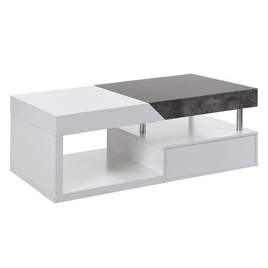 Tulsa Wooden Storage Coffee Table In White And Concrete Effect