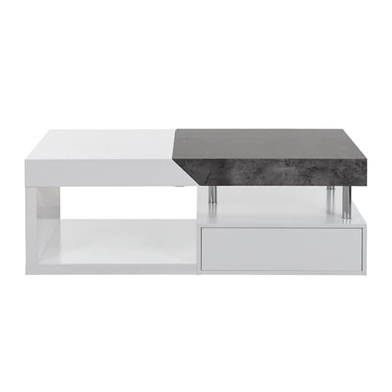 Tulsa Wooden Storage Coffee Table In White And Concrete Effect