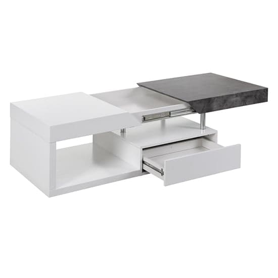Tulsa Wooden Storage Coffee Table In White And Concrete Effect