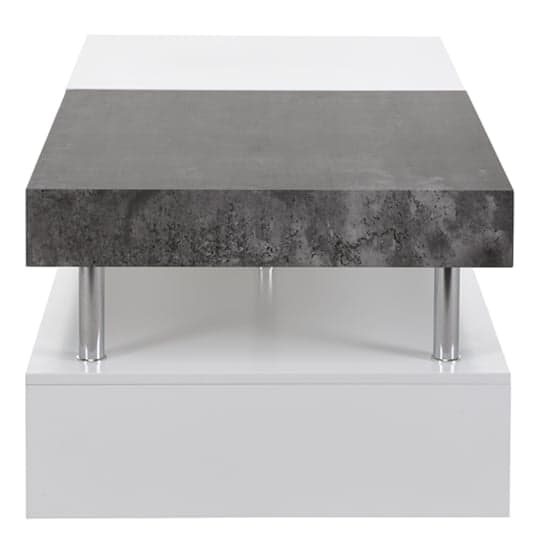 Tulsa Wooden Storage Coffee Table In White And Concrete Effect