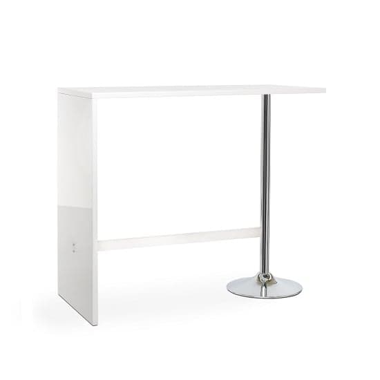 Tupelo High Gloss Bar Table In White With Chrome Legs