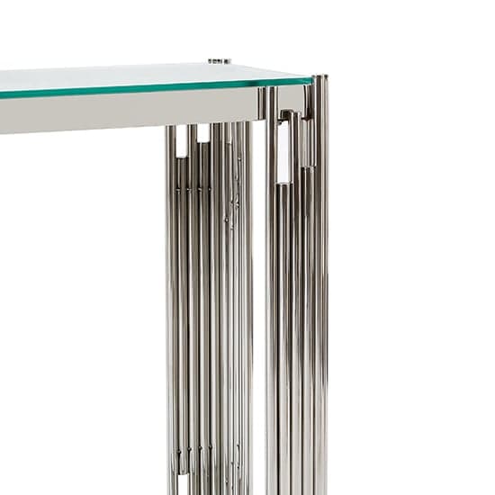 Valdosta Clear Glass Console Table With Stainless Steel Frame