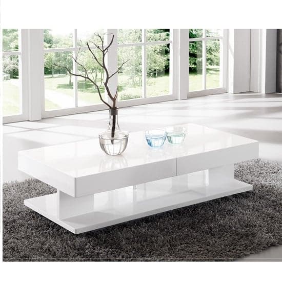 Vernon Extending High Gloss Coffee Table With Storage In White