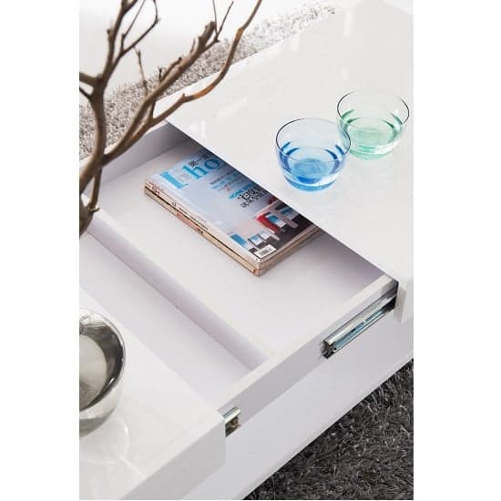 Vernon Extending High Gloss Coffee Table With Storage In White