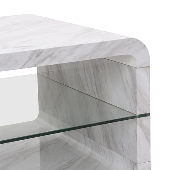 Xenia High Gloss Coffee Table With Shelf In Magnesia Marble Effect