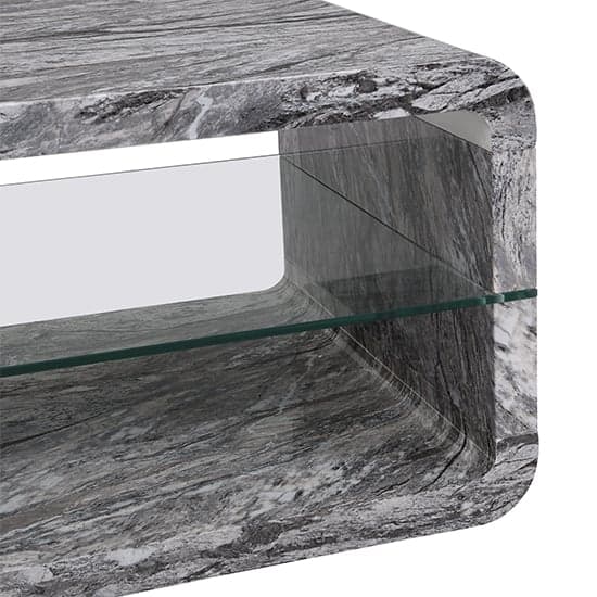 Xenia High Gloss Coffee Table With Shelf In Melange Marble Effect