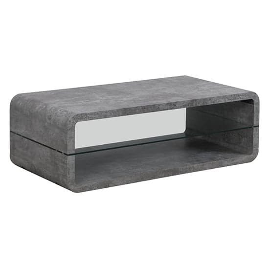 Xenia Wooden Coffee Table With Shelf In Concrete Effect