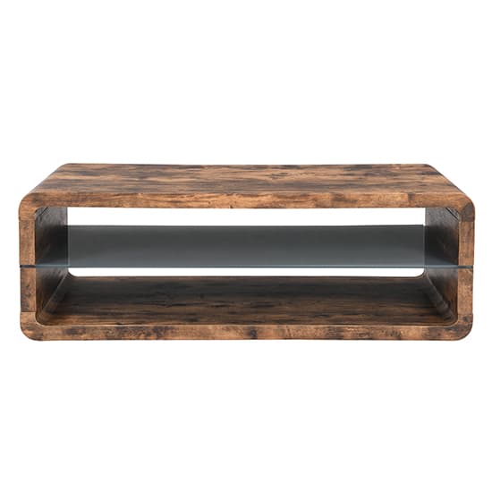 Xenia Wooden Coffee Table With Shelf In Rustic Oak