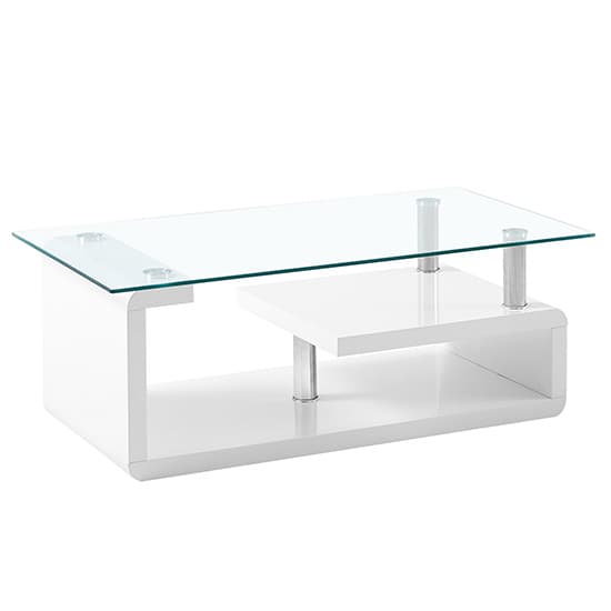 Zagreb Clear Glass Coffee Table With White High Gloss Base