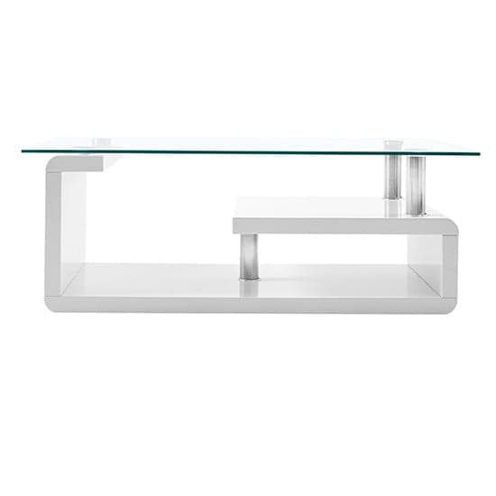 Zagreb Clear Glass Coffee Table With White High Gloss Base