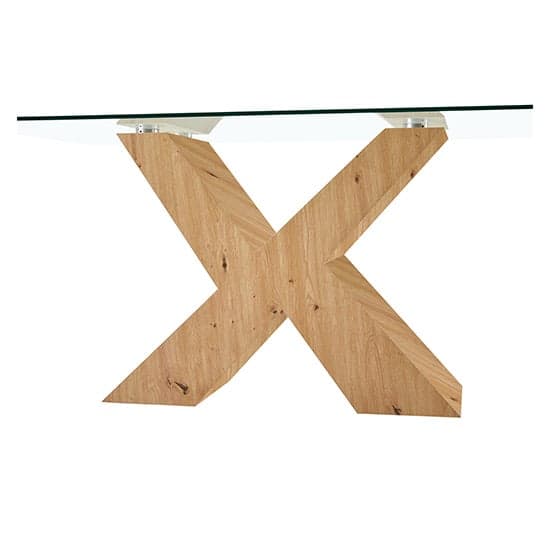 Zurich Clear Glass Dining Table With Oak Wooden Base
