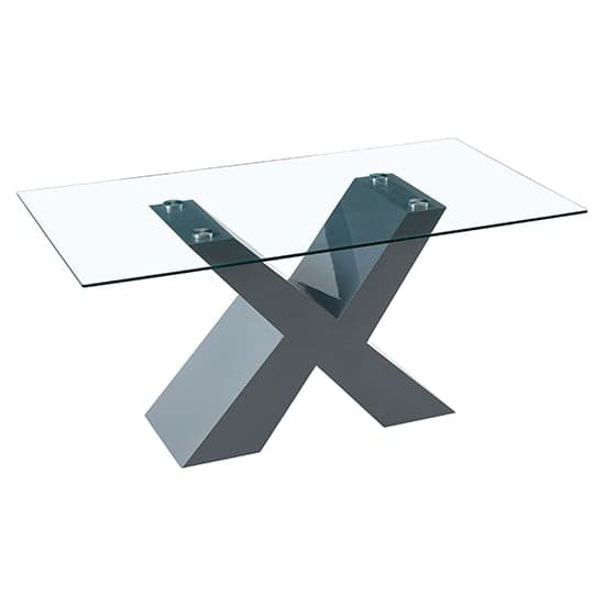 Zurich Glass Dining Table In Grey Base With 6 Petaluma Grey Chairs