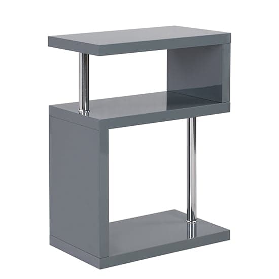 Albany High Gloss 3 Tiers Shelving Unit In Grey