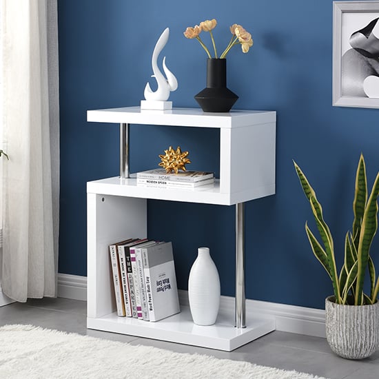 Albany High Gloss 3 Tiers Shelving Unit In White