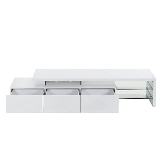 Alpha High Gloss TV Stand With Storage In White And LED Lights