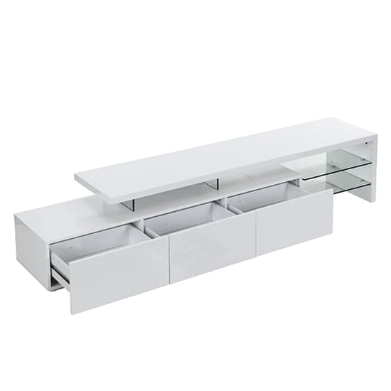 Alpha High Gloss TV Stand With Storage In White And LED Lights