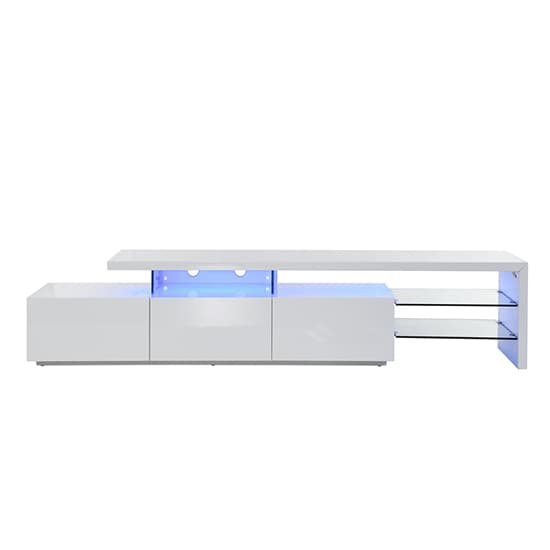 Alpha High Gloss TV Stand With Storage In White And LED Lights