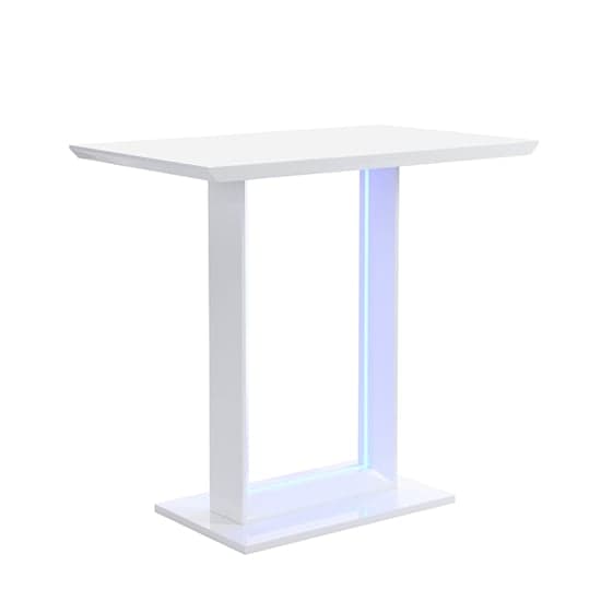 Alpine High Gloss Bar Table In White With LED Lighting