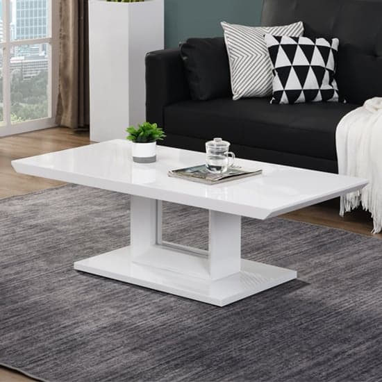 Alpine High Gloss Coffee Table In White With LED Lighting