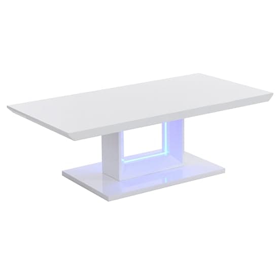 Alpine High Gloss Coffee Table In White With LED Lighting