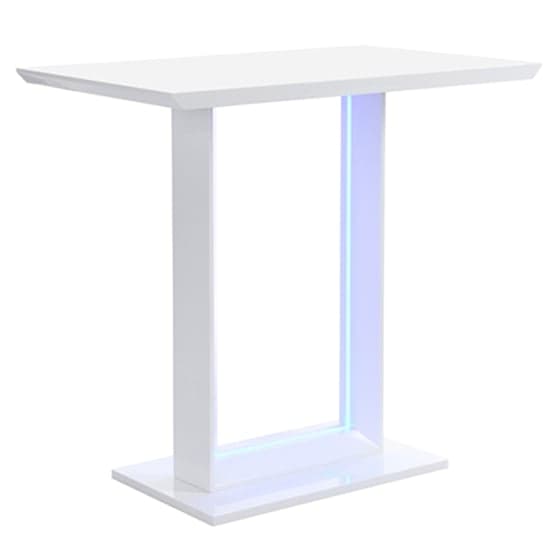 Alpine LED High Gloss Bar Table With 4 Rifle Black Stools