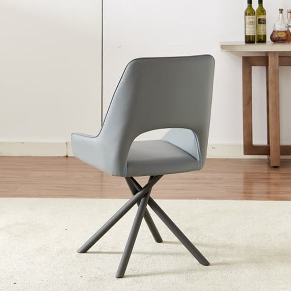 Amityville Grey PU leather Dining Chairs with Anthracite Legs In Pair