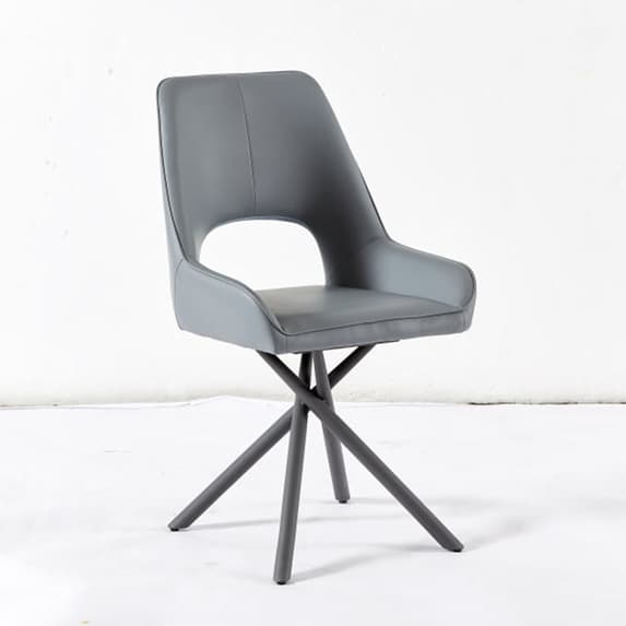 Amityville Grey PU leather Dining Chairs with Anthracite Legs In Pair