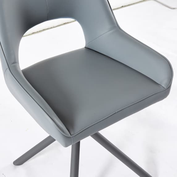 Amityville Grey PU leather Dining Chairs with Anthracite Legs In Pair