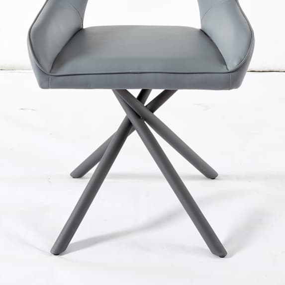 Amityville Grey PU leather Dining Chairs with Anthracite Legs In Pair