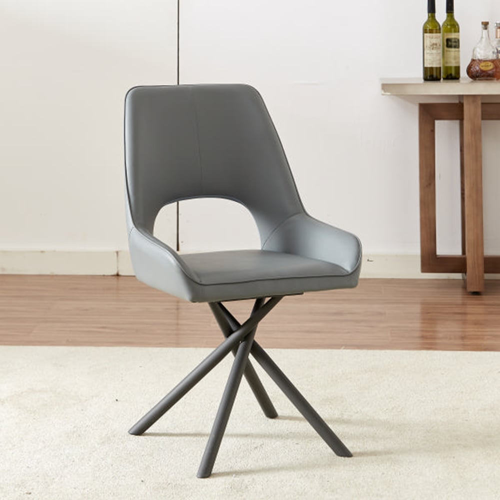 Amityville PU leather Dining Chair with Anthracite Legs In Grey