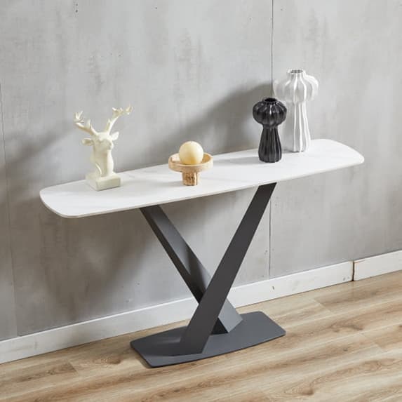 Amityville Sintered Stone Console Table With Anthracite Base