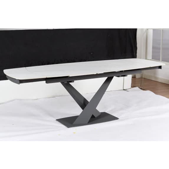 Amityville Sintered Stone Extending Dining Table With Anthracite Base