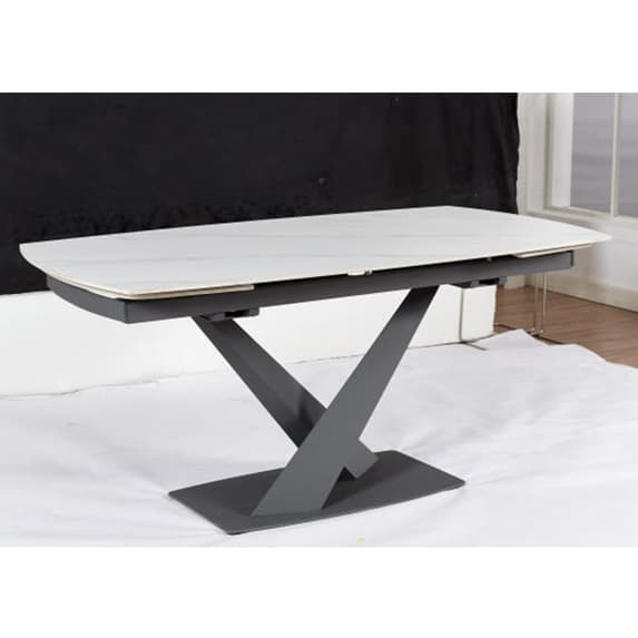 Amityville Sintered Stone Extending Dining Table With Anthracite Base