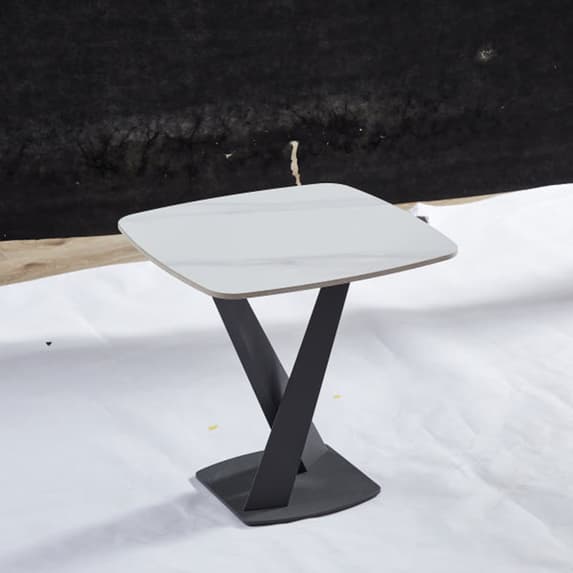 Amityville Sintered Stone Lamp Table With Anthracite Base