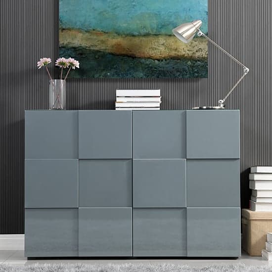 Ashland High Gloss Highboard With 2 Doors In Grey