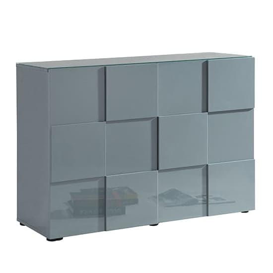 Ashland High Gloss Highboard With 2 Doors In Grey