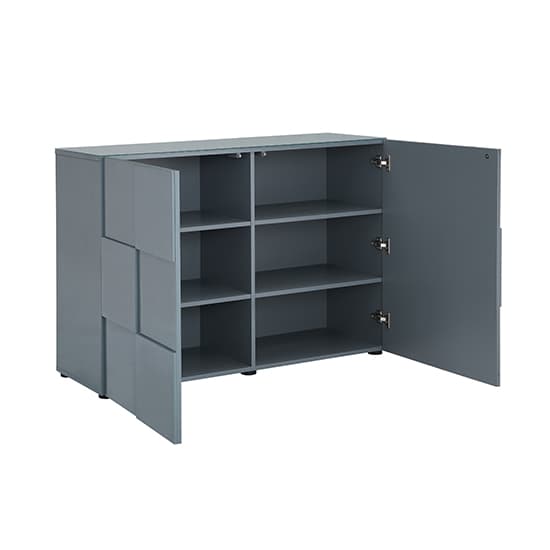 Ashland High Gloss Highboard With 2 Doors In Grey