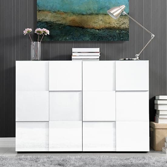 Ashland High Gloss Highboard With 2 Doors In White