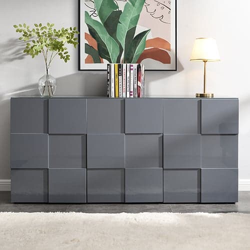 Ashland High Gloss Sideboard With 3 Doors In Grey