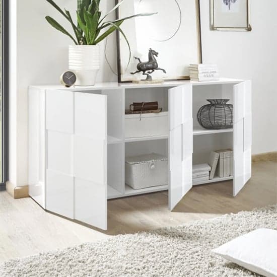 Ashland High Gloss Sideboard With 3 Doors In White