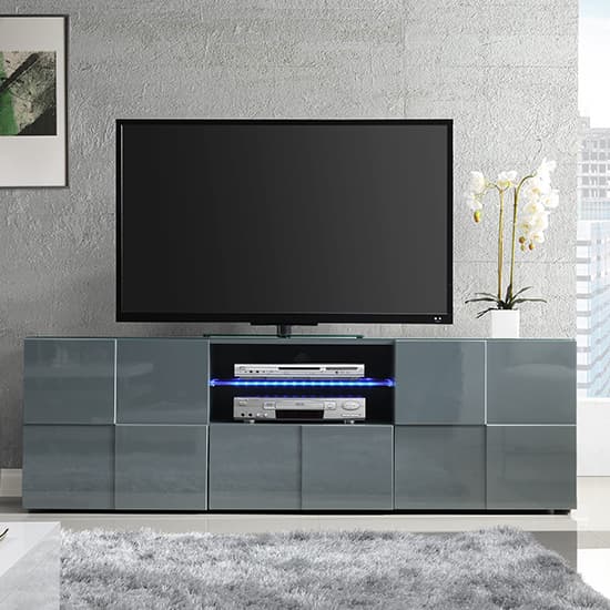 Ashland High Gloss TV Sideboard In Grey With LED Lights