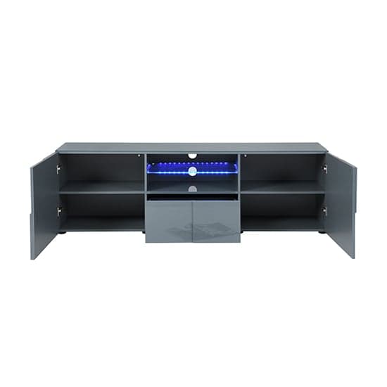 Ashland High Gloss TV Sideboard In Grey With LED Lights