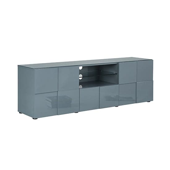 Ashland High Gloss TV Sideboard In Grey With LED Lights